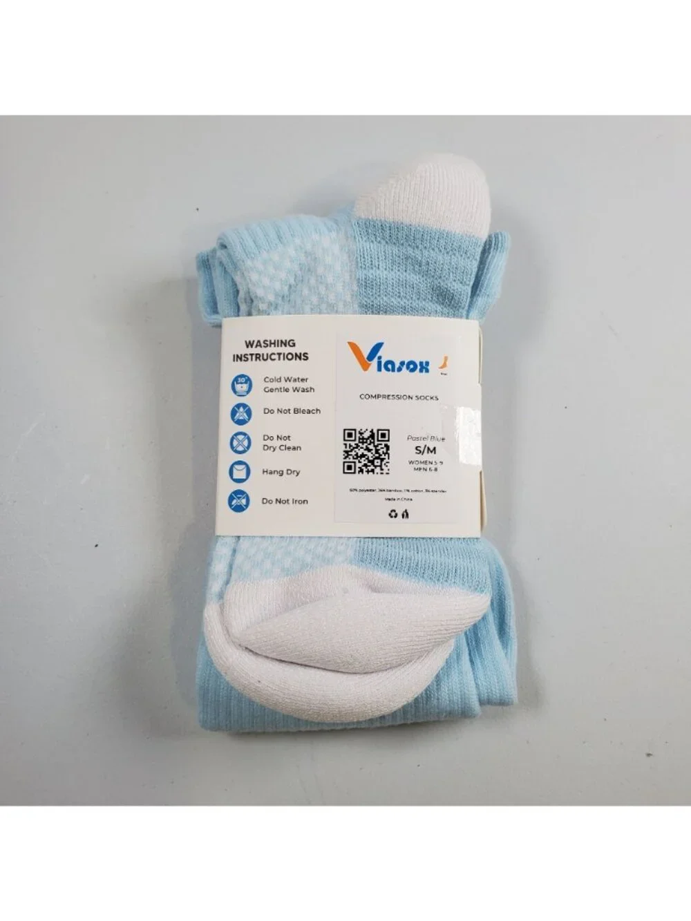 Viasox Easy Stretch Compression Socks Women Size S - M NWT Pastel Blue Bamboo